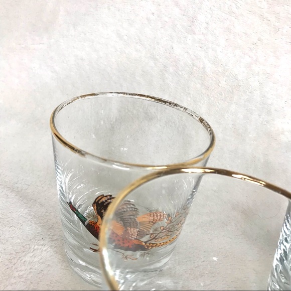*SOLD* 7 vintage pheasant whiskey cocktail glasses wild game farmhouse barware - Picture 6 of 8
